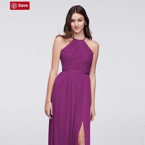 David's Bridal Open Back Dress in Raspberry